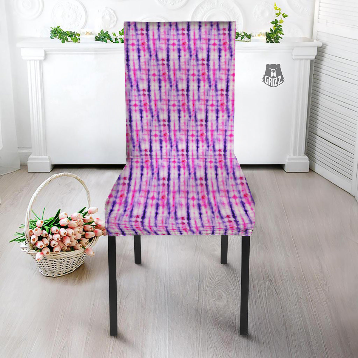 Tie Dye Purple Pink Print Pattern Dining Chair Slipcover-grizzshop