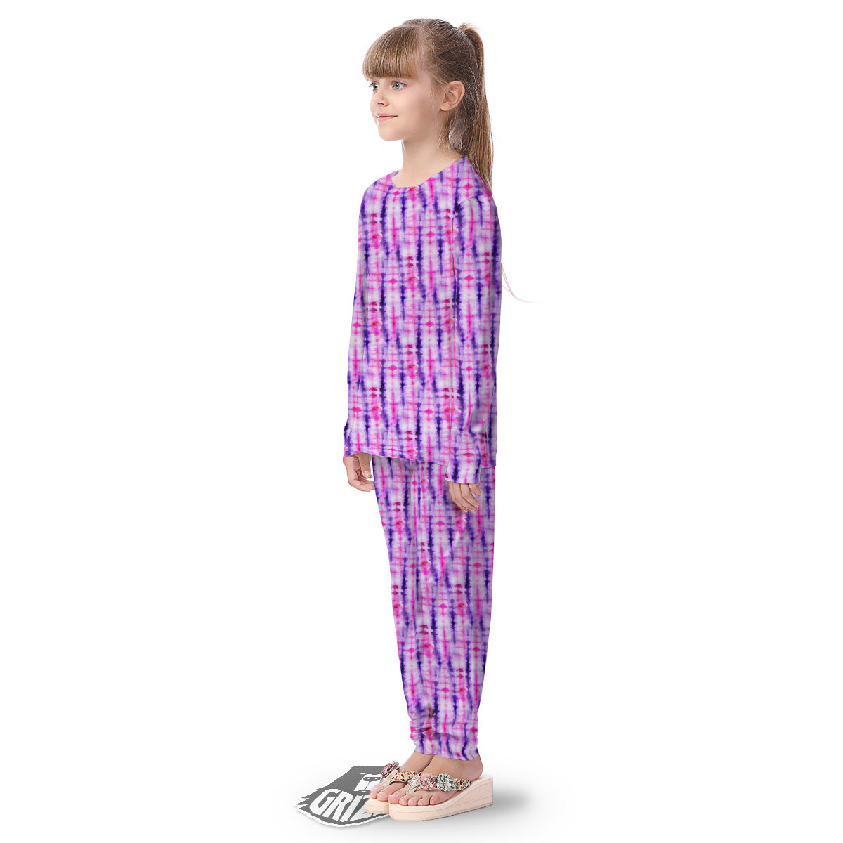 Tie Dye Purple Pink Print Pattern Kid's Pajamas-grizzshop