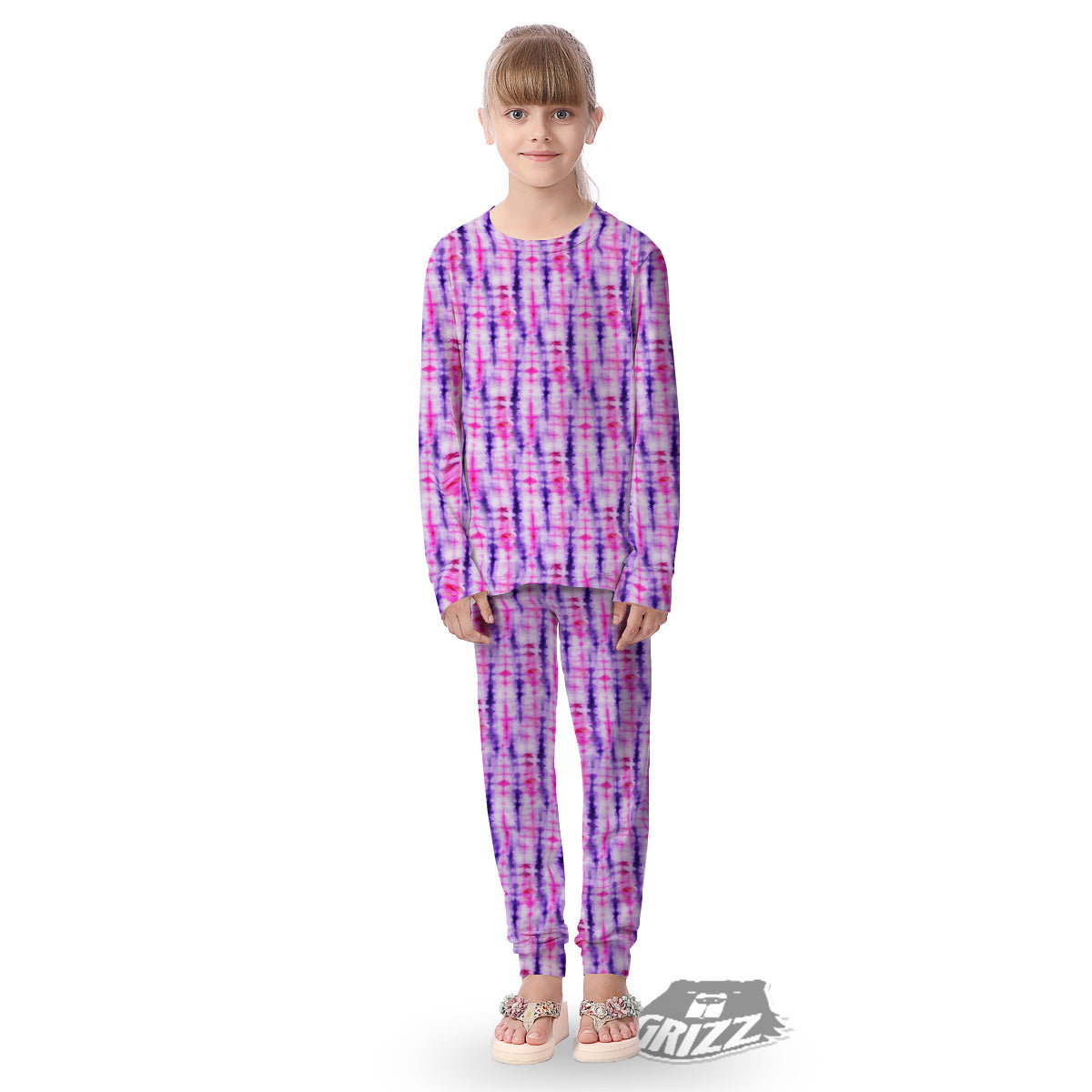 Tie Dye Purple Pink Print Pattern Kid's Pajamas-grizzshop