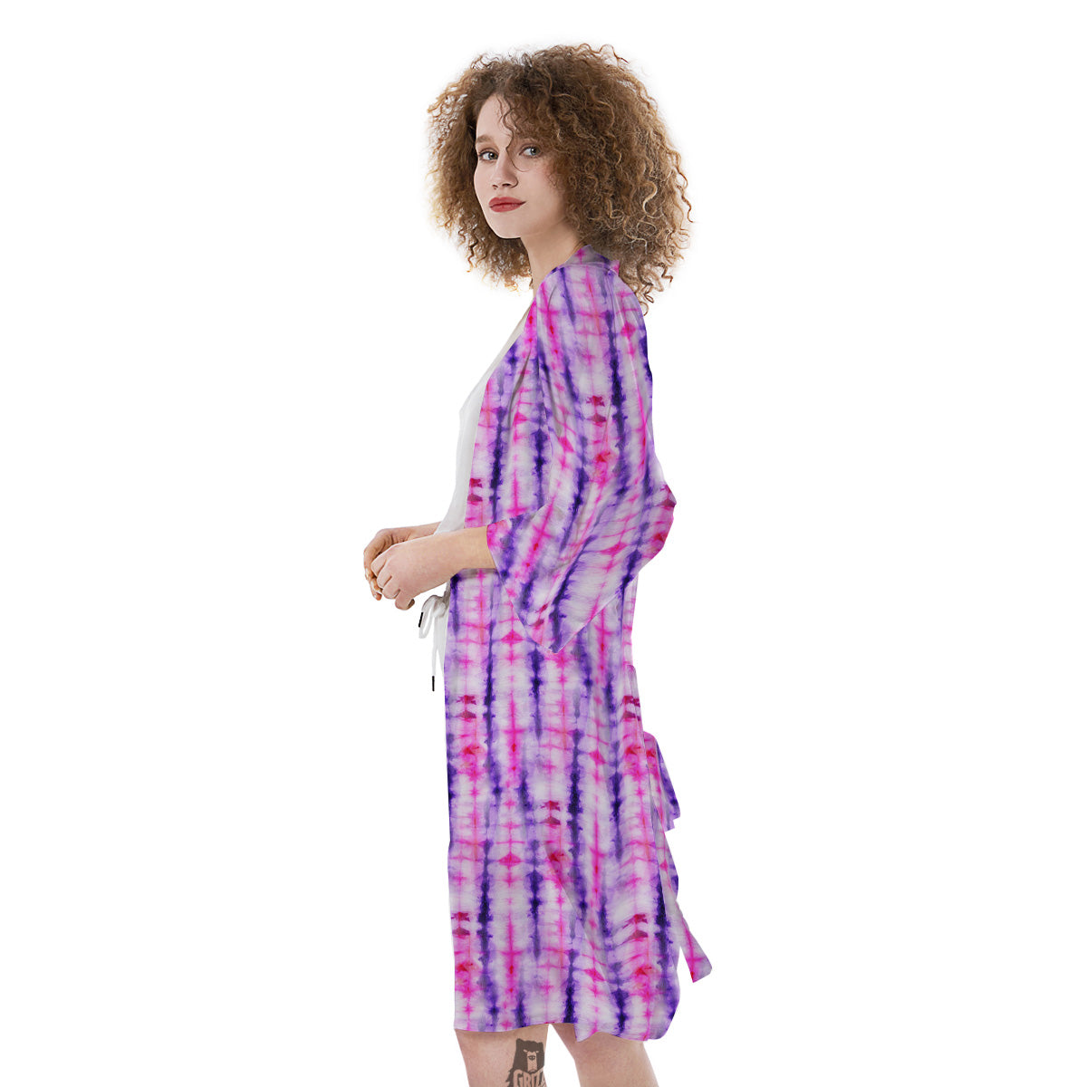 Tie Dye Purple Pink Print Pattern Kimono-grizzshop