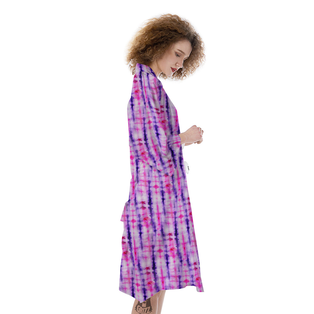 Tie Dye Purple Pink Print Pattern Kimono-grizzshop