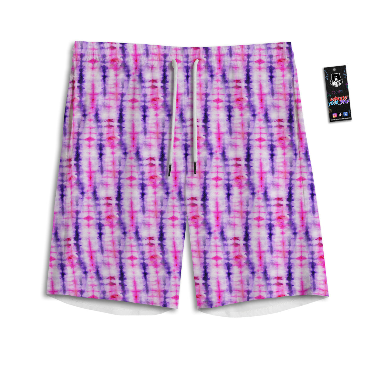 Tie Dye Purple Pink Print Pattern Men's Athletic Shorts