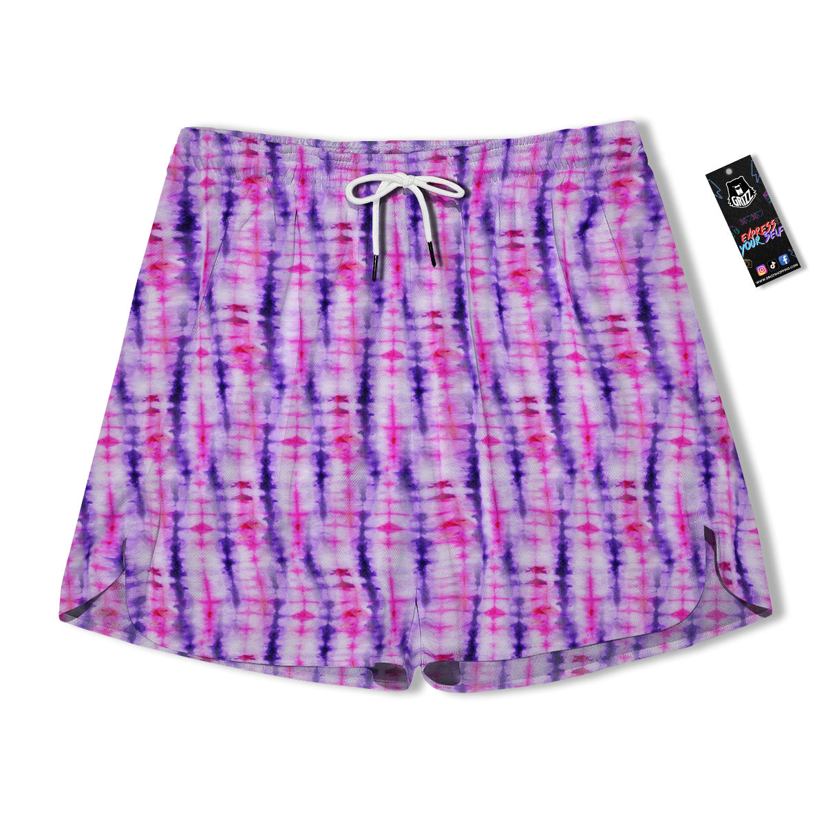Tie Dye Purple Pink Print Pattern Men's Running Shorts-grizzshop