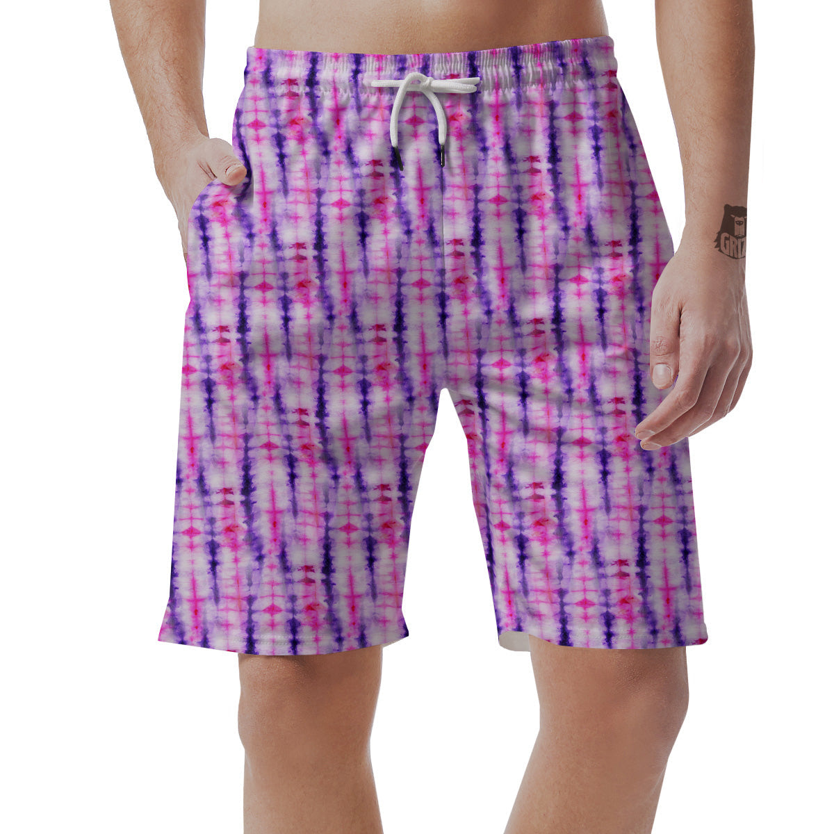 Tie Dye Purple Pink Print Pattern Men's Shorts-grizzshop