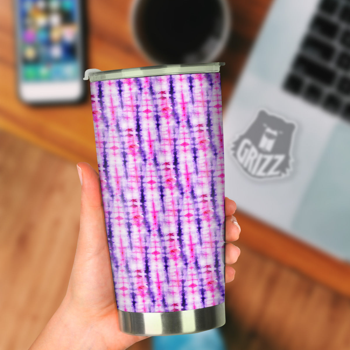 Tie Dye Purple Pink Print Pattern Tumbler-grizzshop