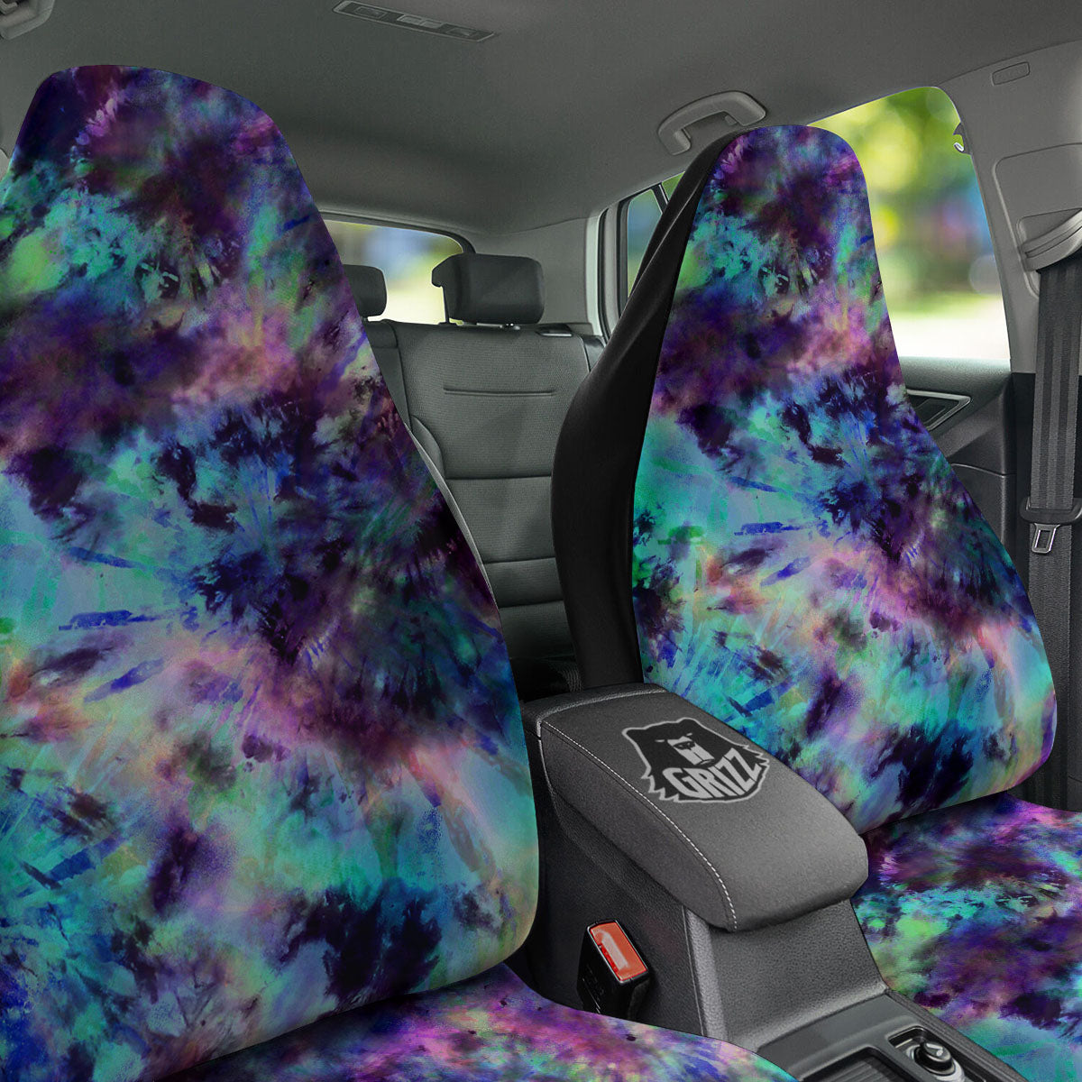 Tie Dye Rainbow And Black Print Car Seat Covers-grizzshop