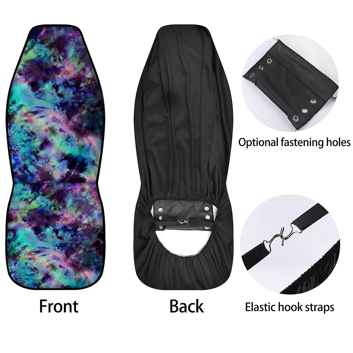 Tie Dye Rainbow And Black Print Car Seat Covers-grizzshop