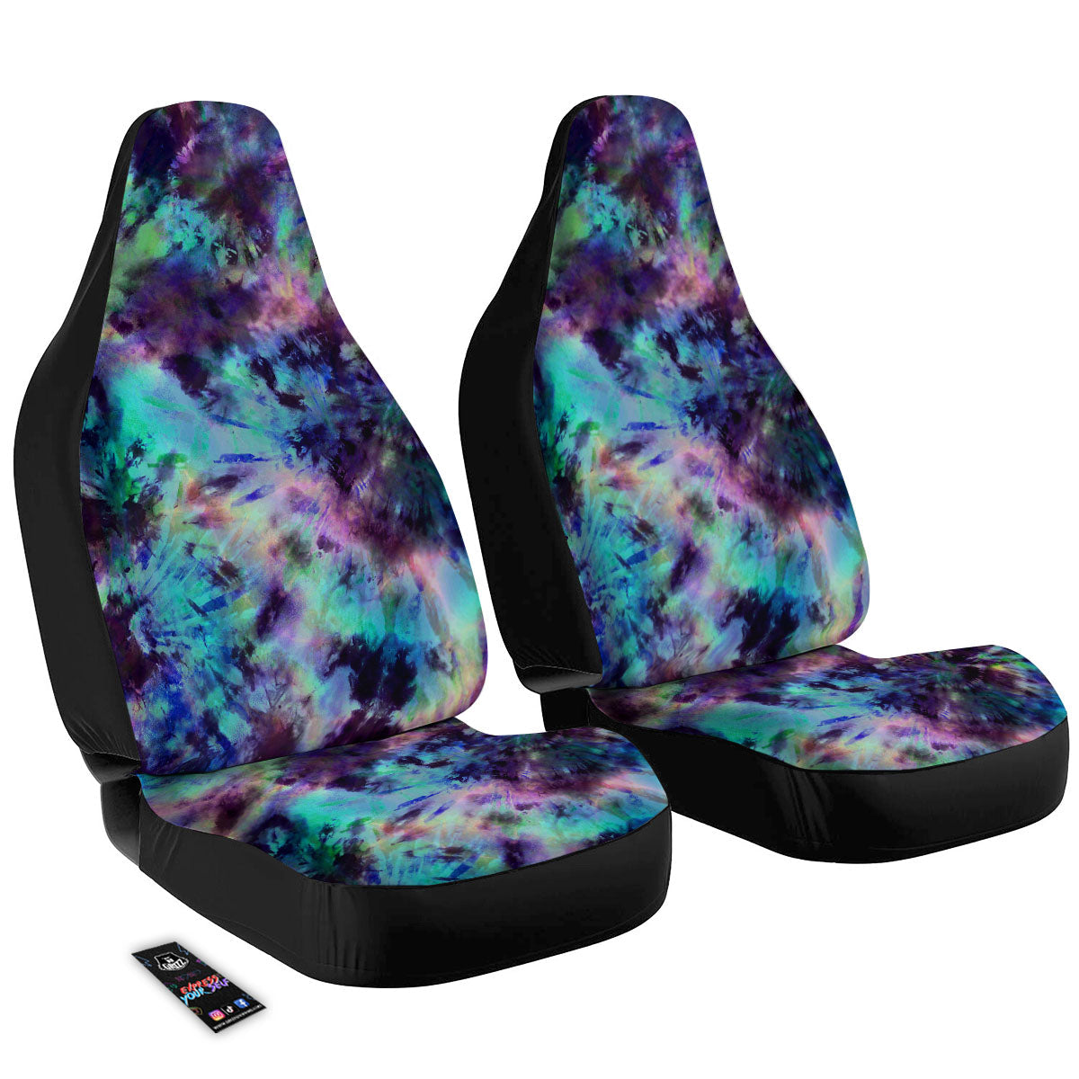 Tie Dye Rainbow And Black Print Car Seat Covers-grizzshop