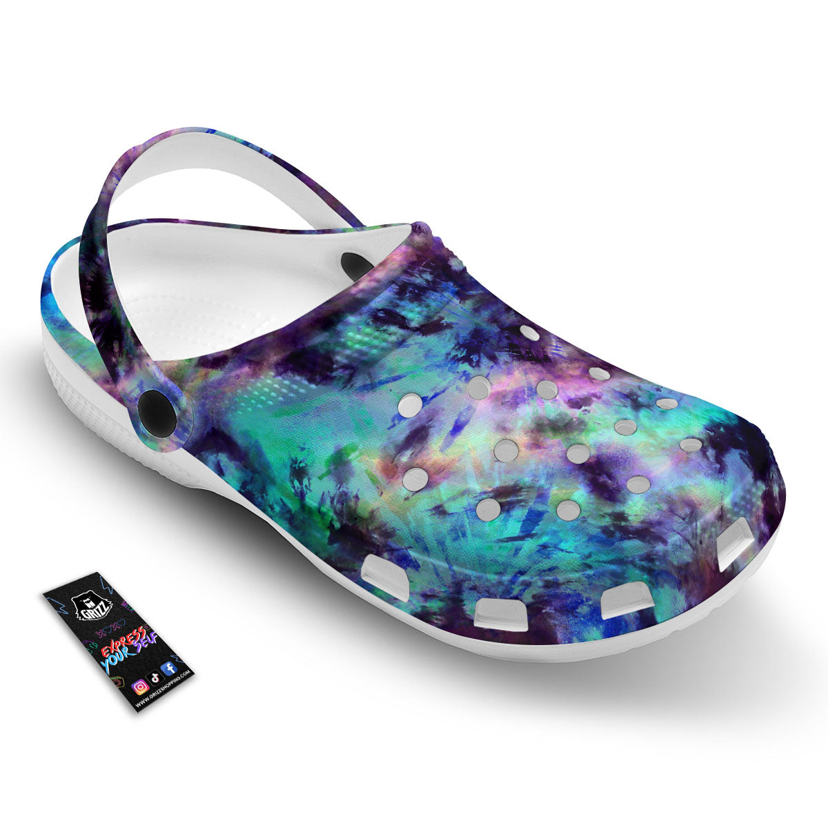 Tie Dye Rainbow And Black Print Clog-grizzshop