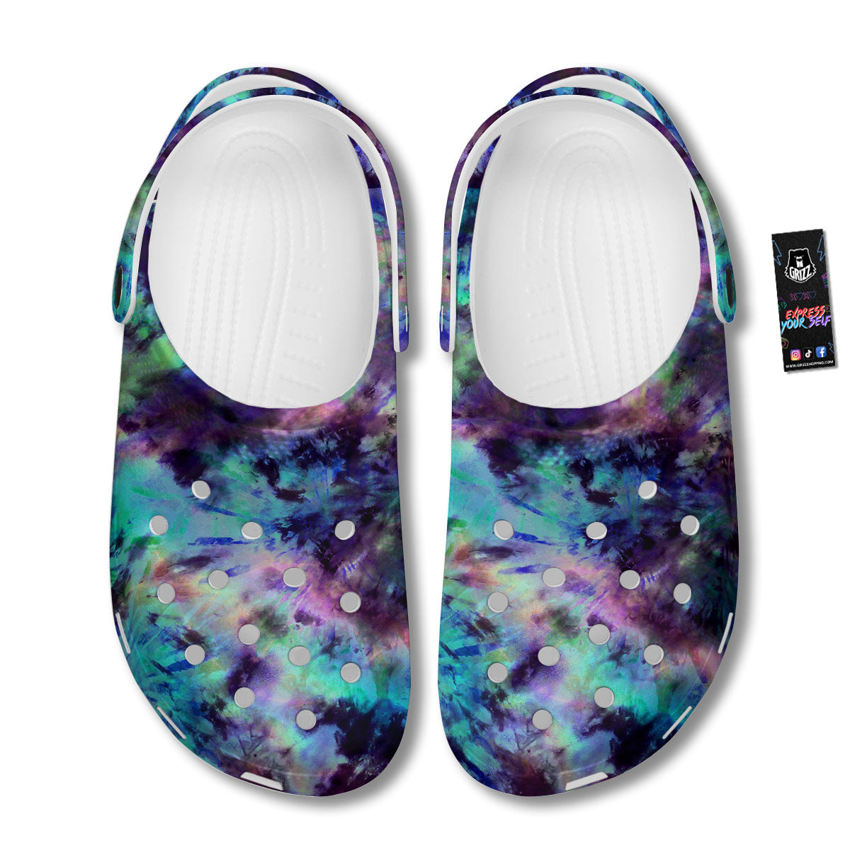 Tie Dye Rainbow And Black Print Clog-grizzshop