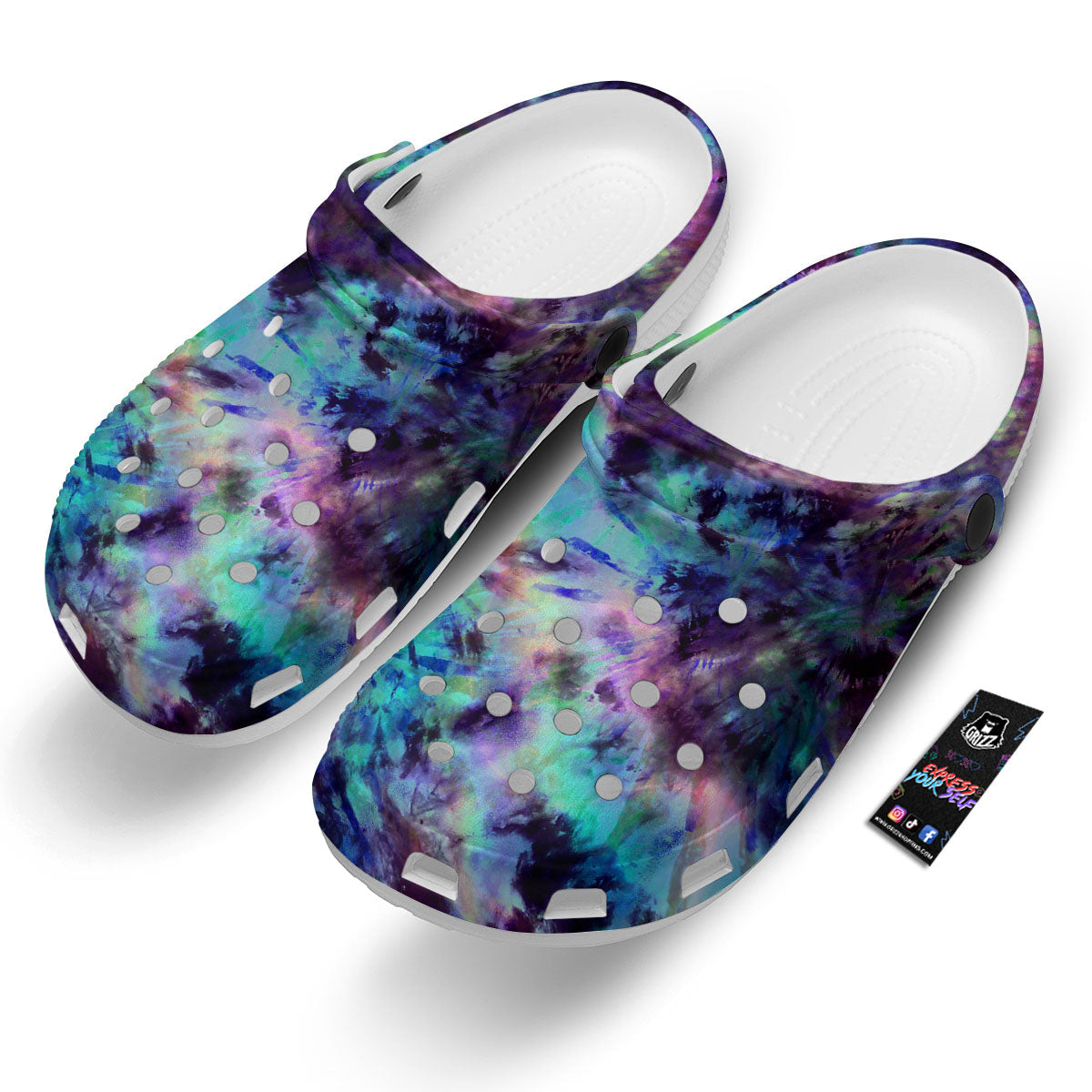 Tie Dye Rainbow And Black Print Clog-grizzshop