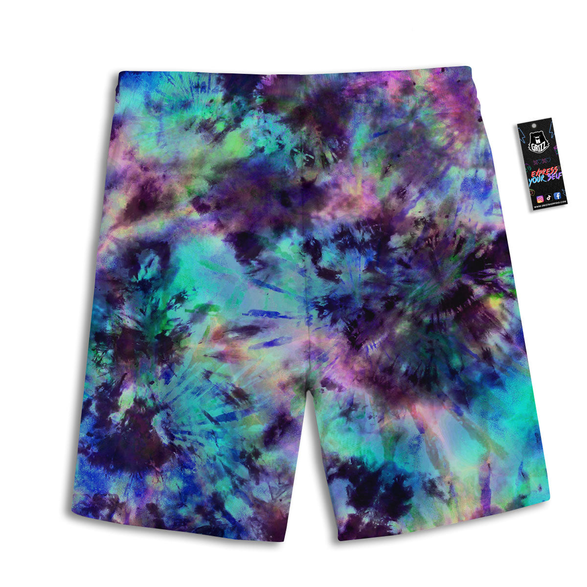 Tie Dye Rainbow And Black Print Men's Athletic Shorts