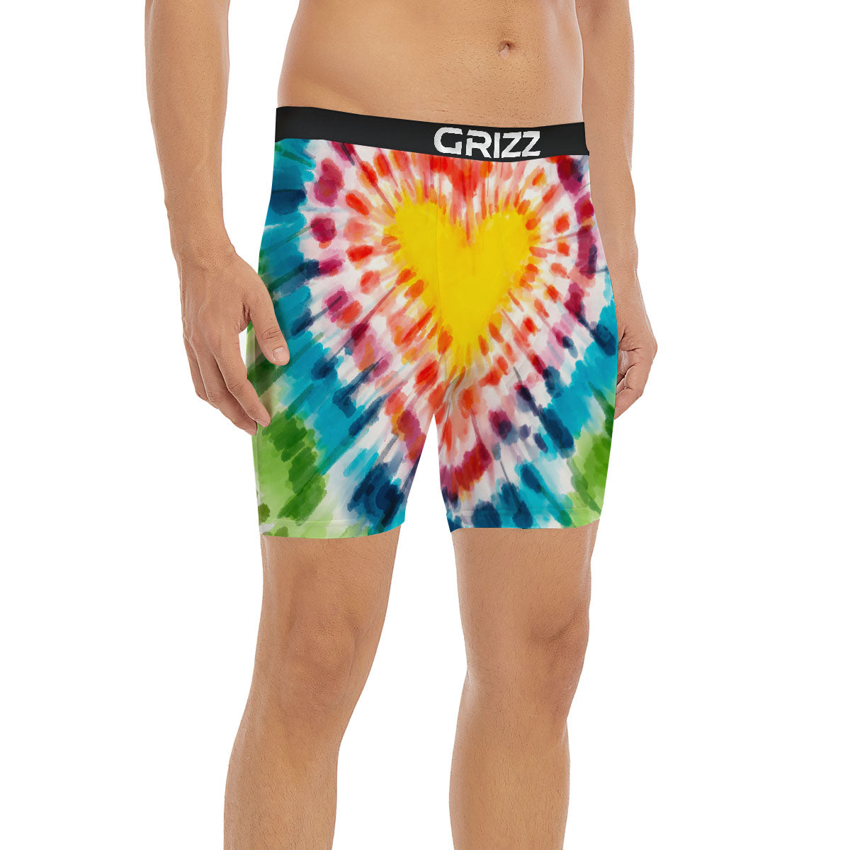 Tie Dye Rainbow Heart Print Boxer Briefs-grizzshop
