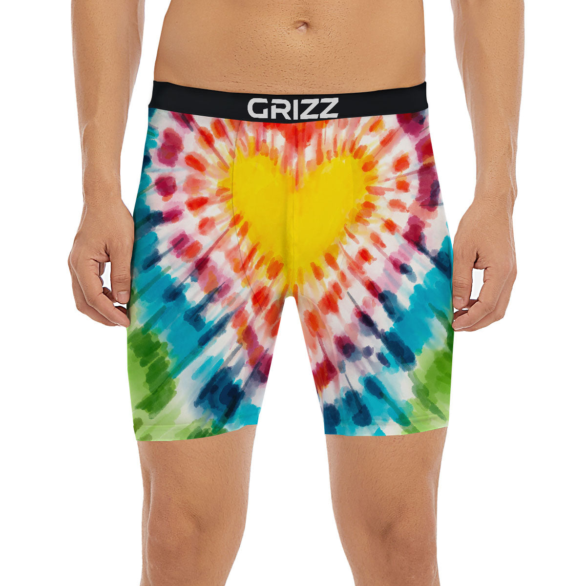 Tie Dye Rainbow Heart Print Boxer Briefs-grizzshop