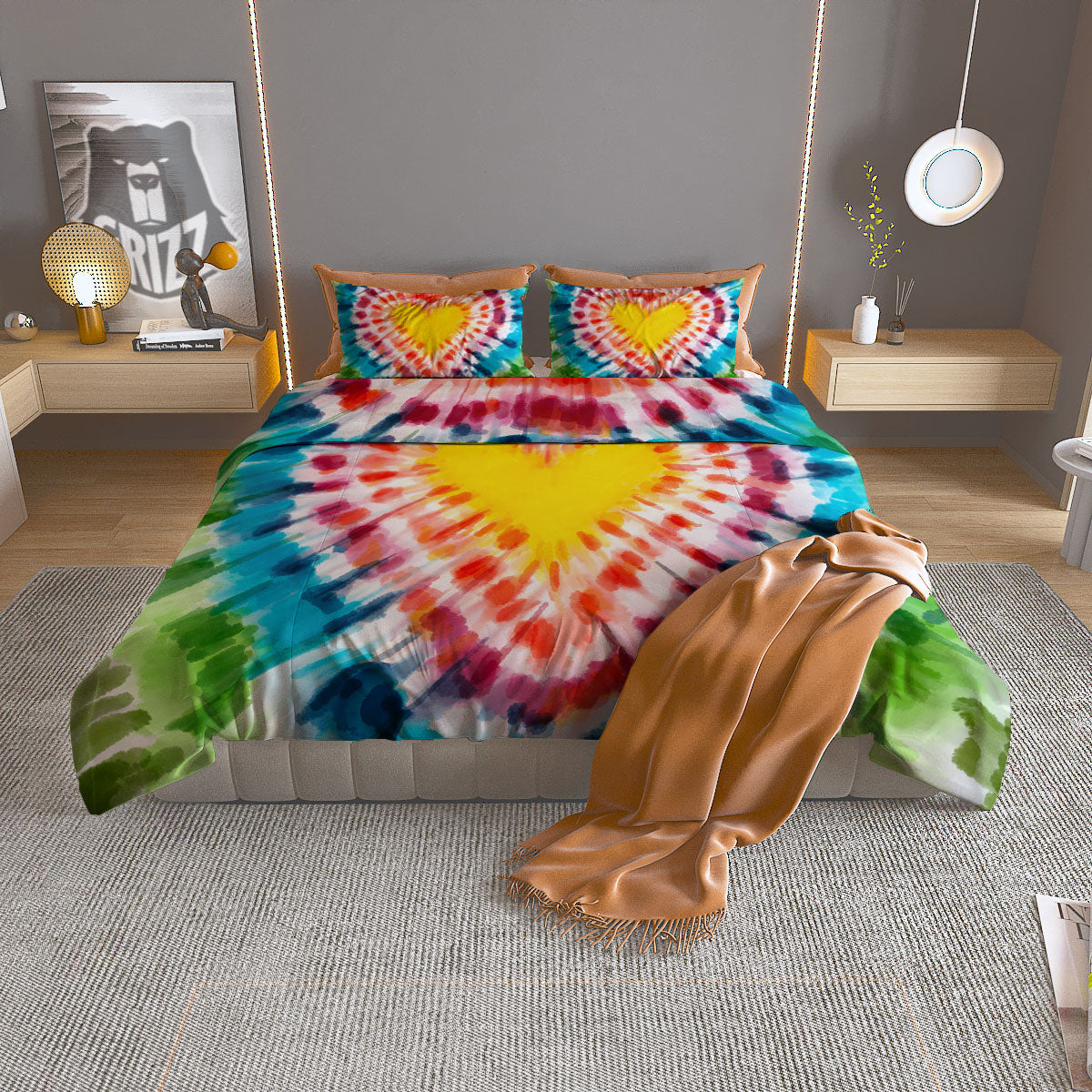 Tropical Leaves Blue Print Duvet Cover Bedding Set