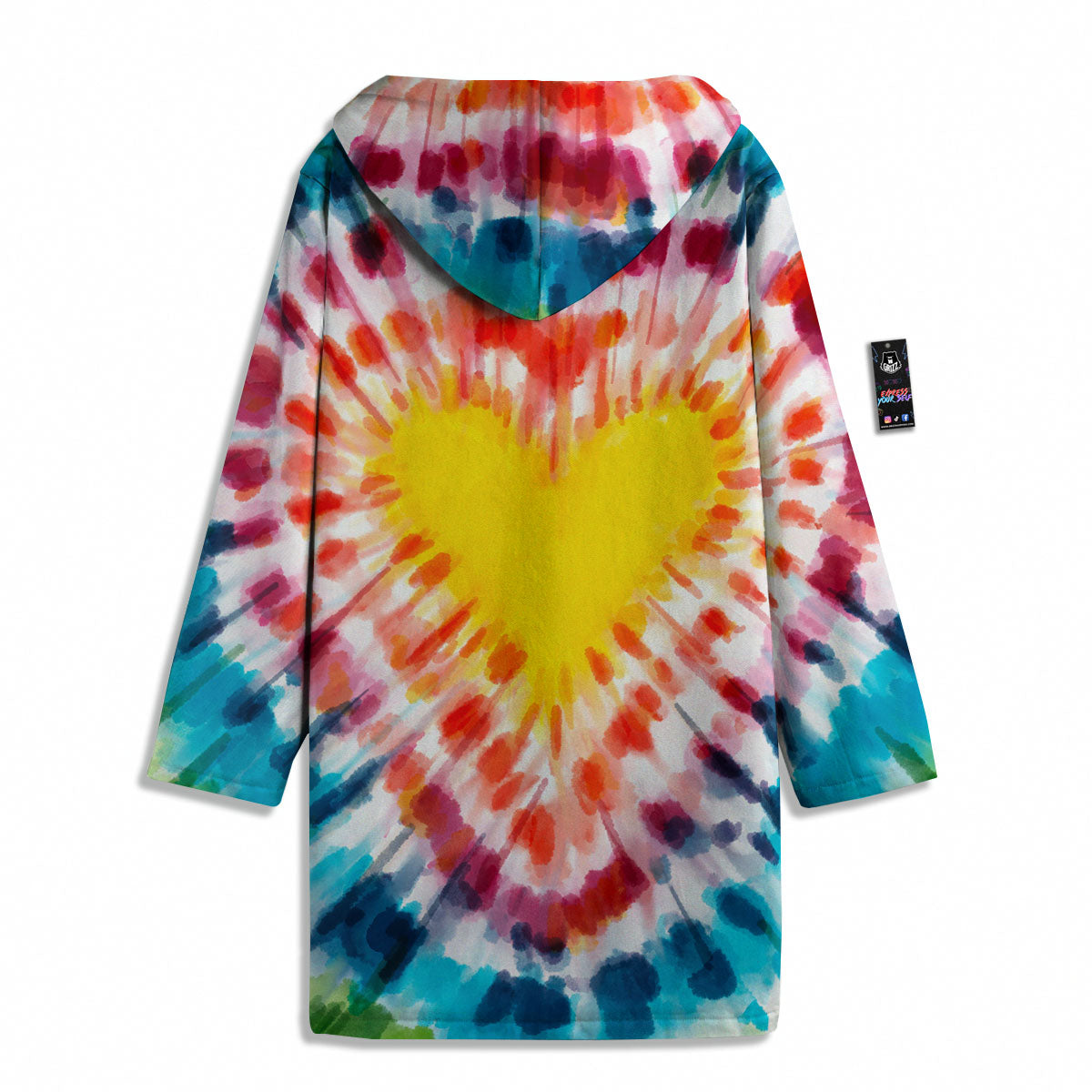 Tie Dye Rainbow Heart Print Men's Windbreaker Jacket-grizzshop