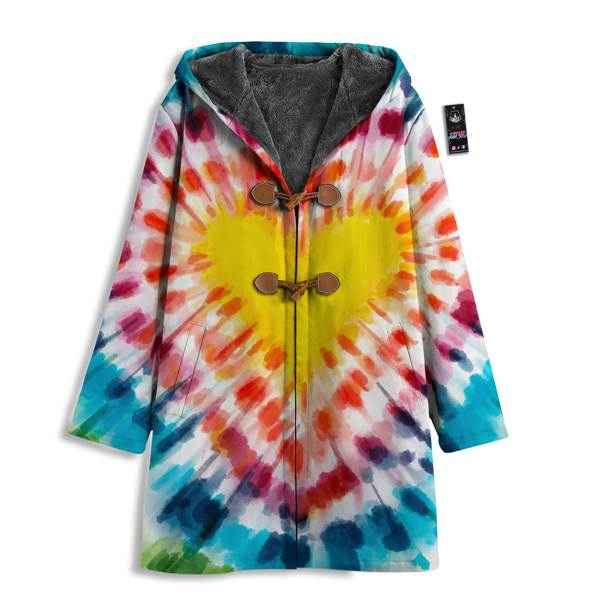 Tie Dye Rainbow Heart Print Men's Windbreaker Jacket-grizzshop