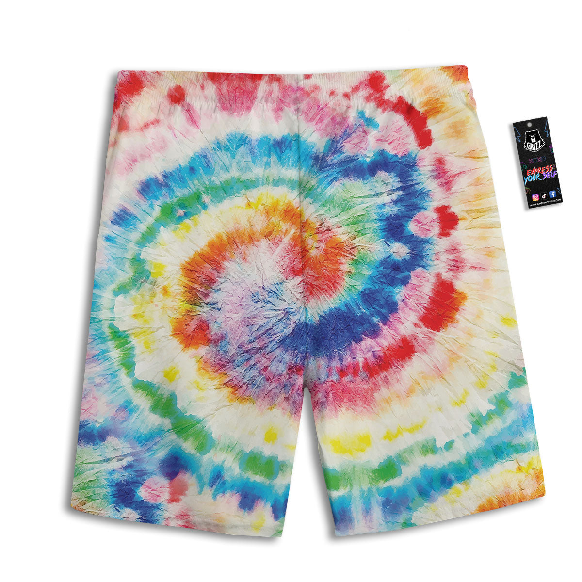 Tie Dye Rainbow Spiral Print Men's Athletic Shorts