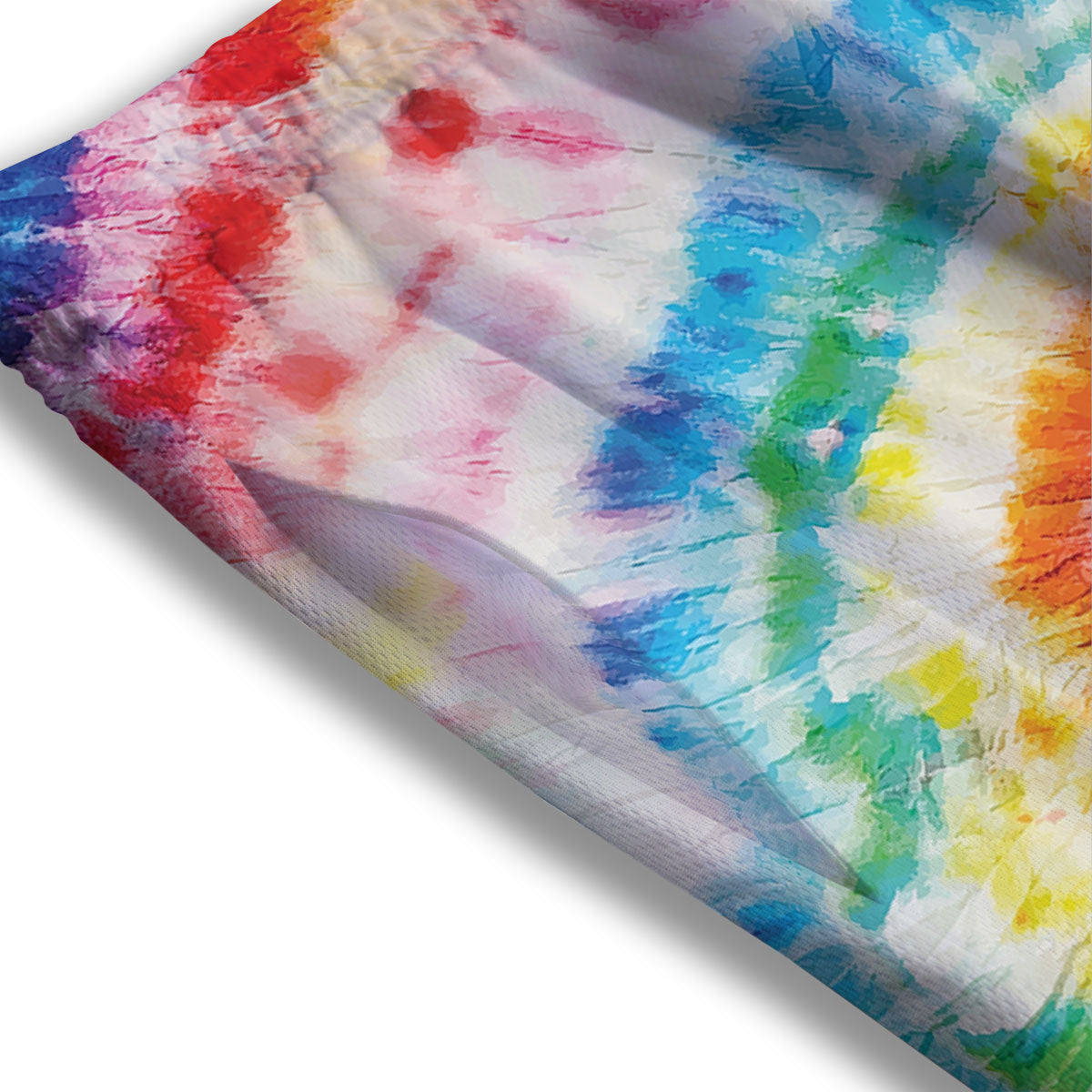 Tie Dye Rainbow Spiral Print Mesh Shorts