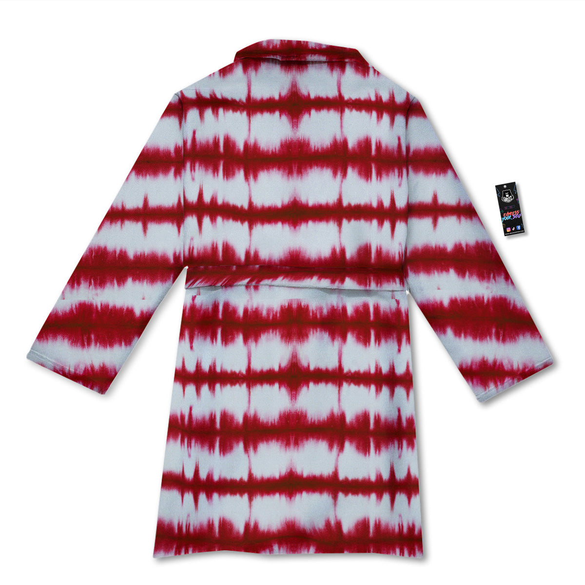 Tie Dye Red Stripe Print Pattern Bathrobe-grizzshop