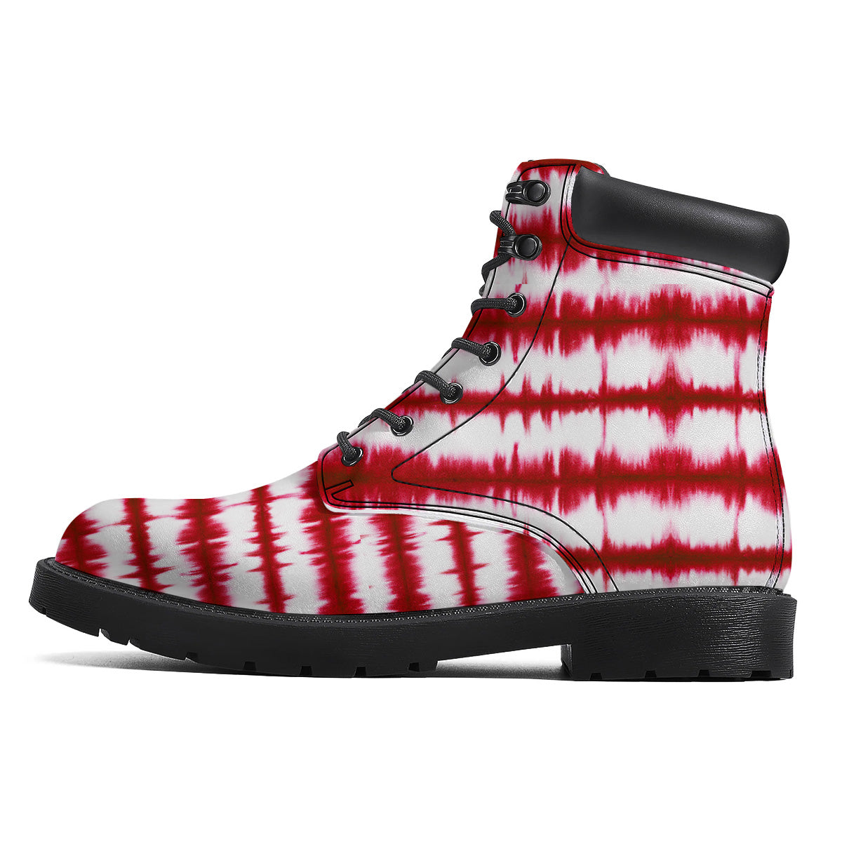 Tie Dye Red Stripe Print Pattern Boots-grizzshop