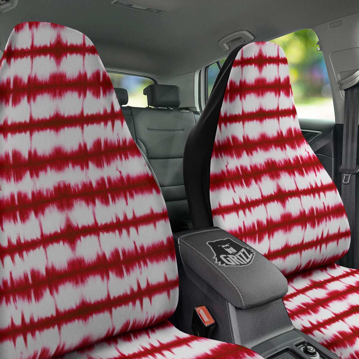 Tie Dye Red Stripe Print Pattern Car Seat Covers-grizzshop