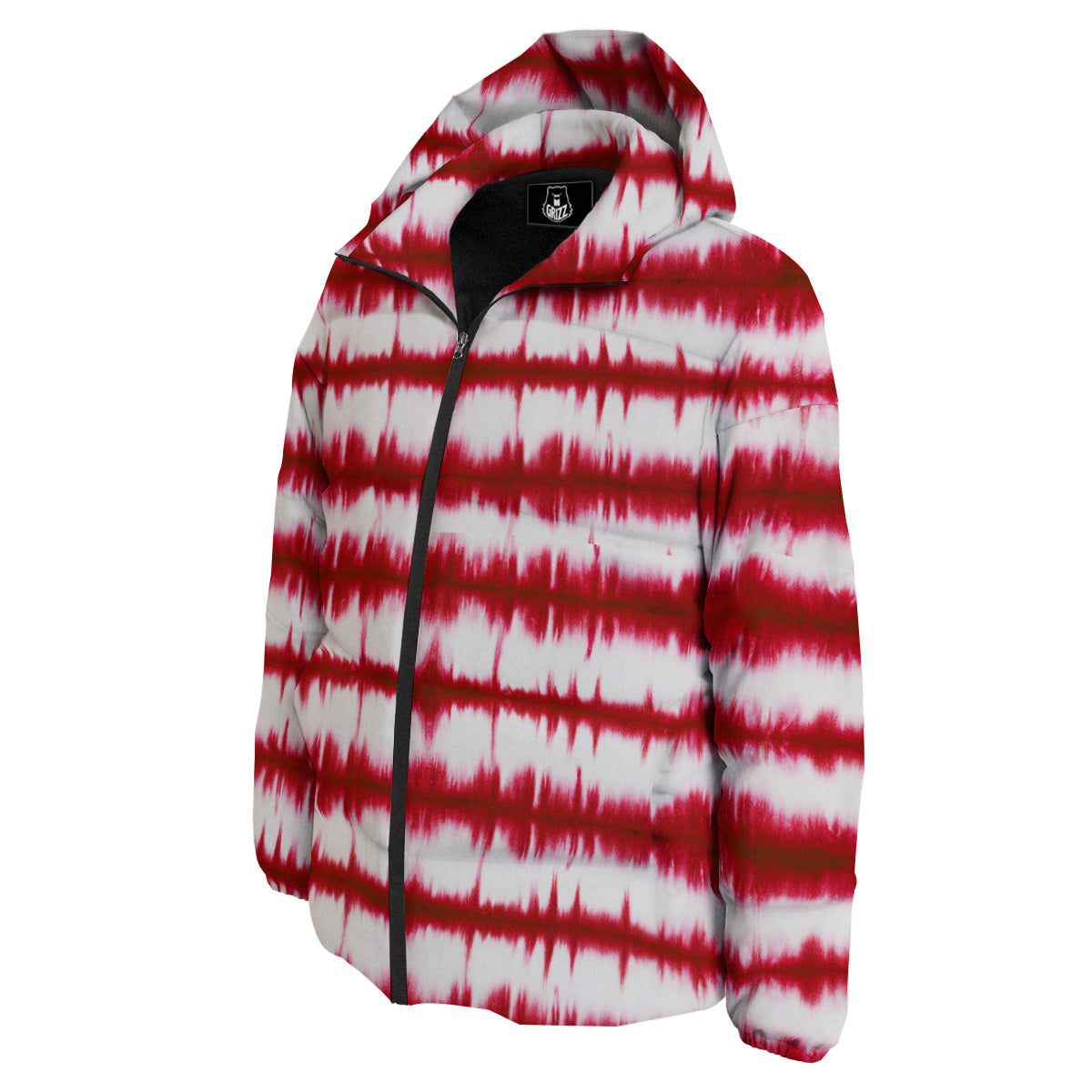 Tie Dye Red Stripe Print Pattern Down Jacket-grizzshop