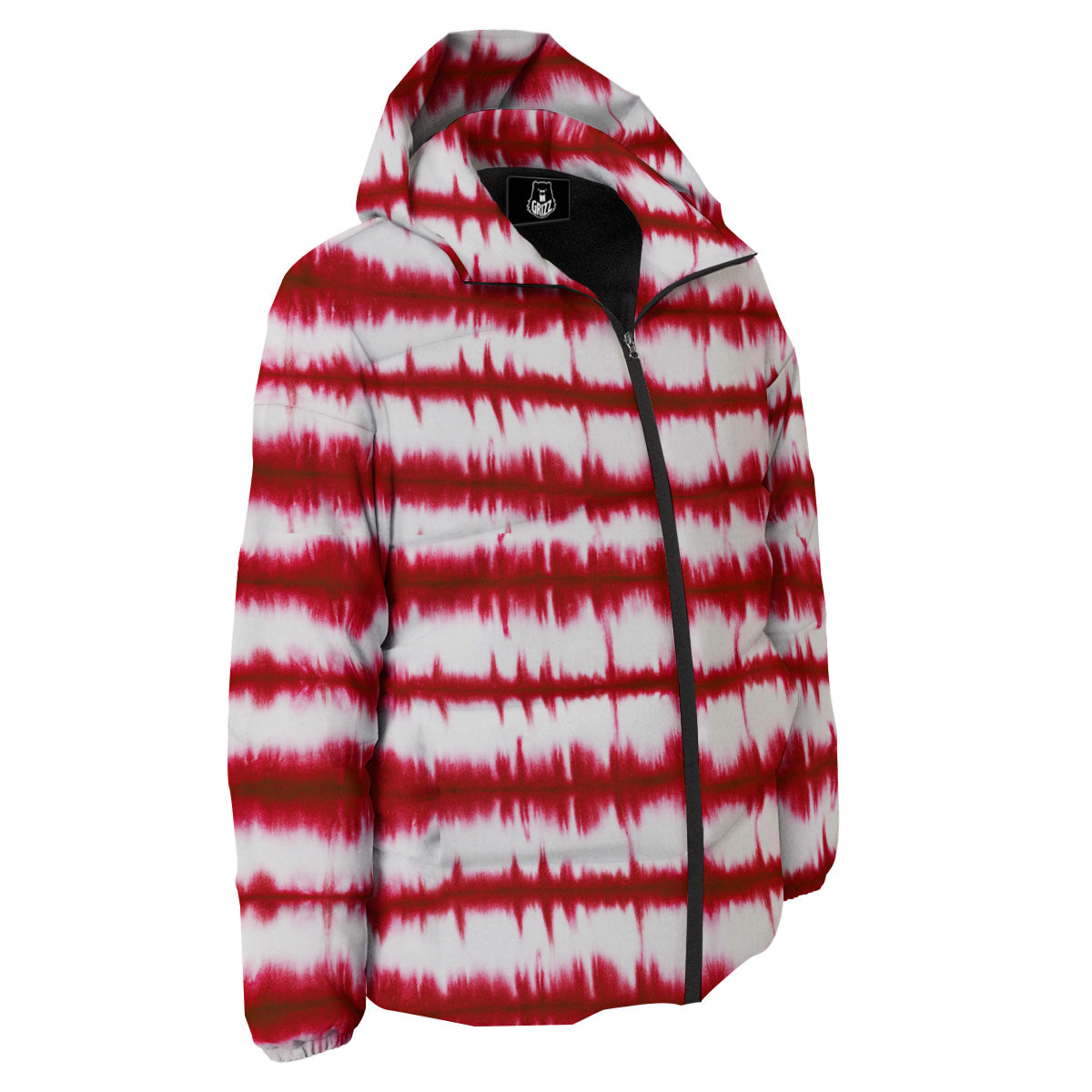 Tie Dye Red Stripe Print Pattern Down Jacket-grizzshop
