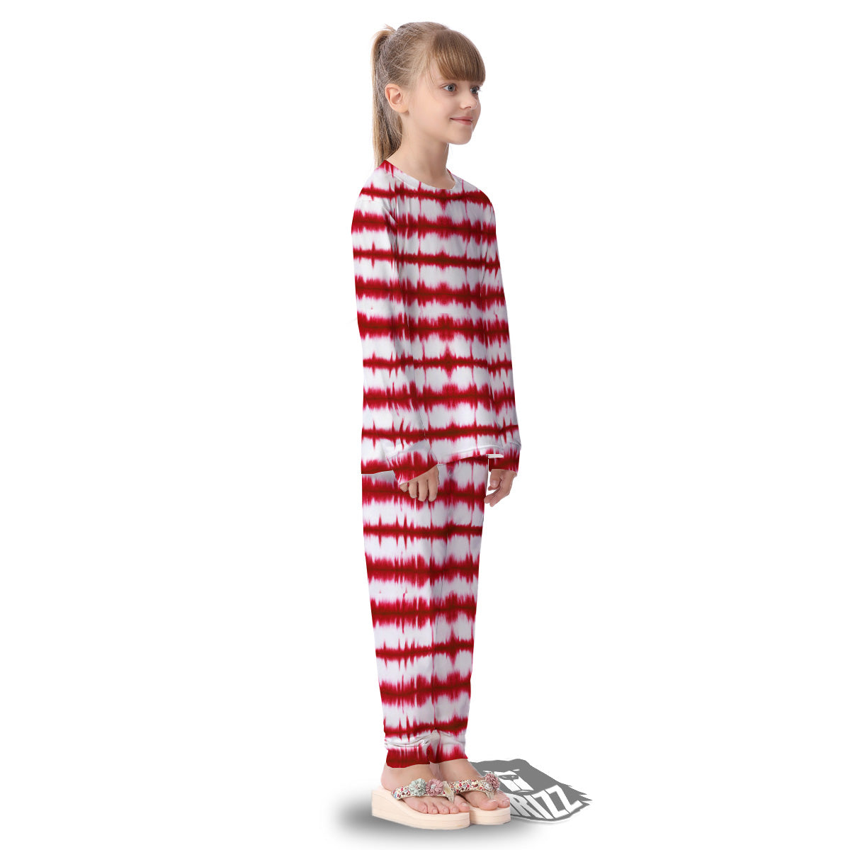 Tie Dye Red Stripe Print Pattern Kid's Pajamas-grizzshop