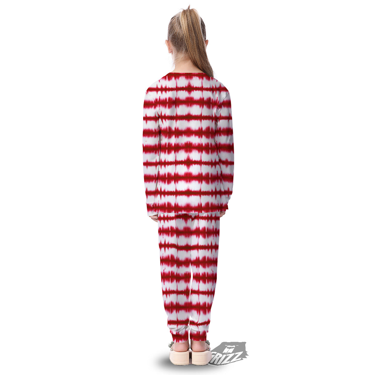 Tie Dye Red Stripe Print Pattern Kid's Pajamas-grizzshop