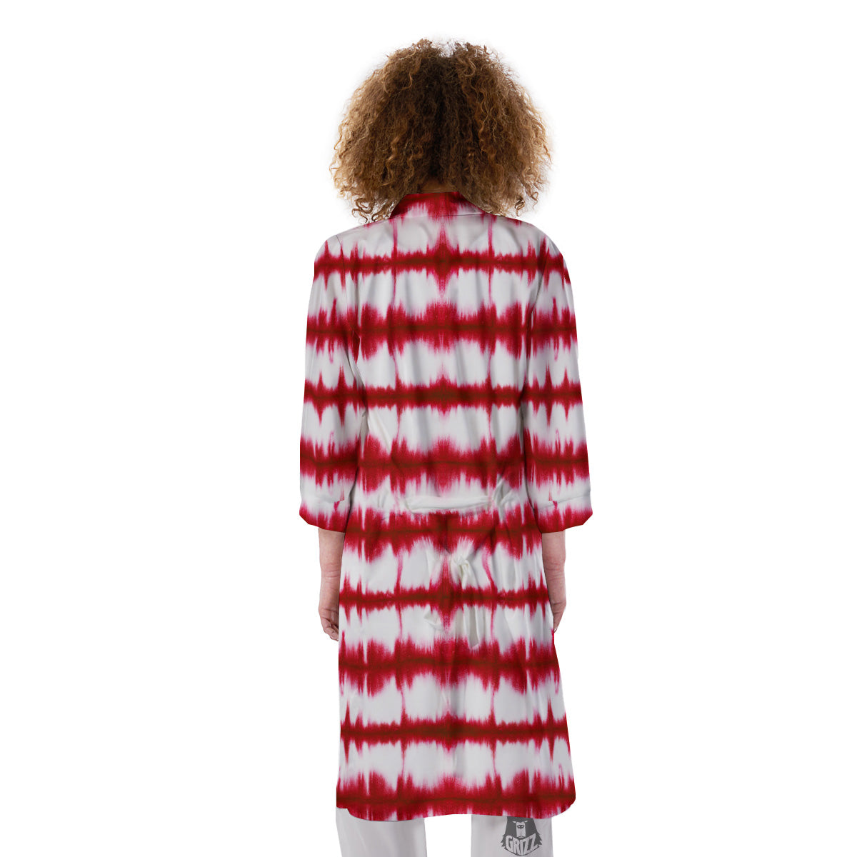 Tie Dye Red Stripe Print Pattern Kimono-grizzshop