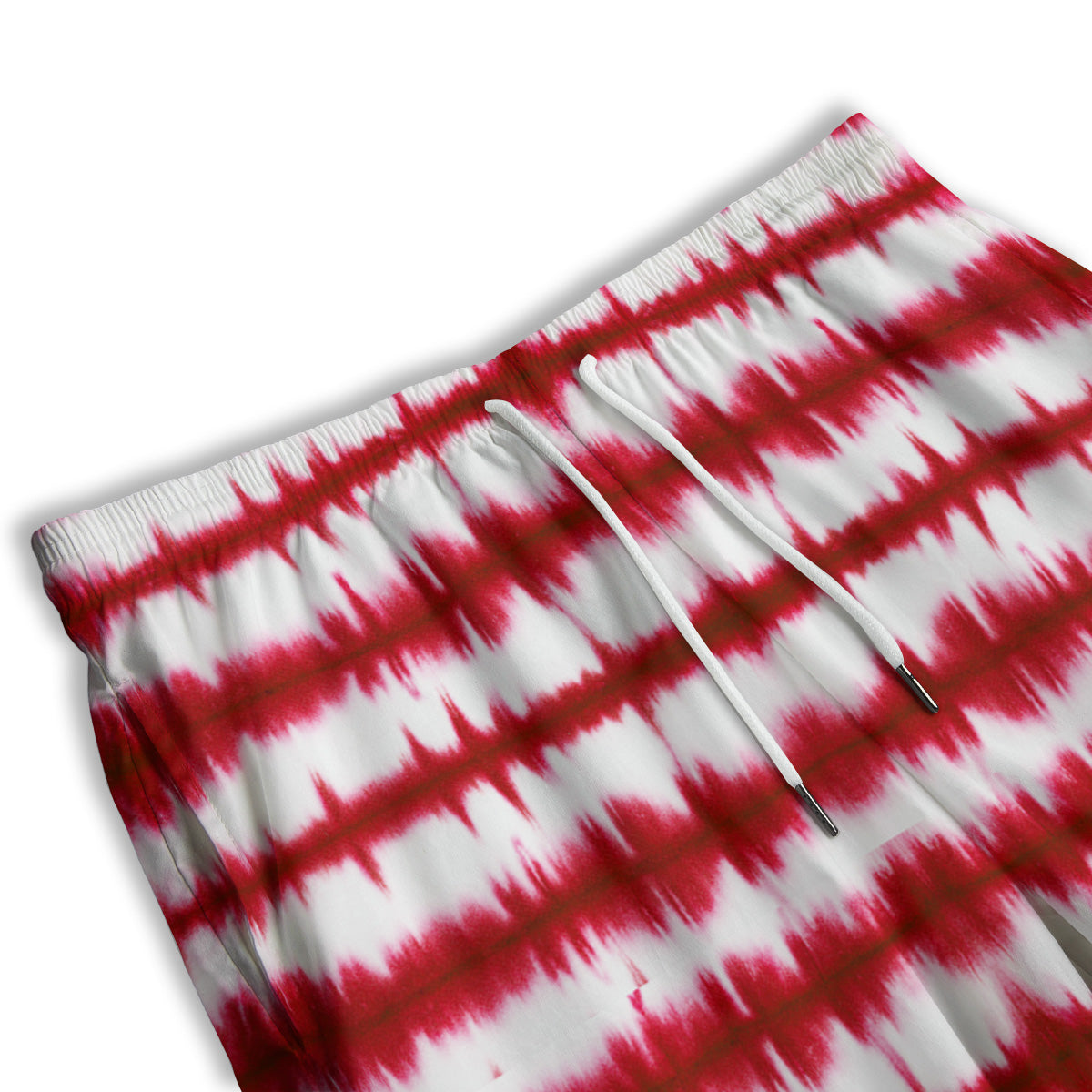 Tie Dye Red Stripe Print Pattern Men's Athletic Shorts
