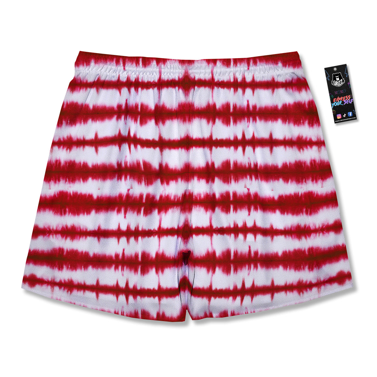Tie Dye Red Stripe Print Pattern Men's Running Shorts-grizzshop