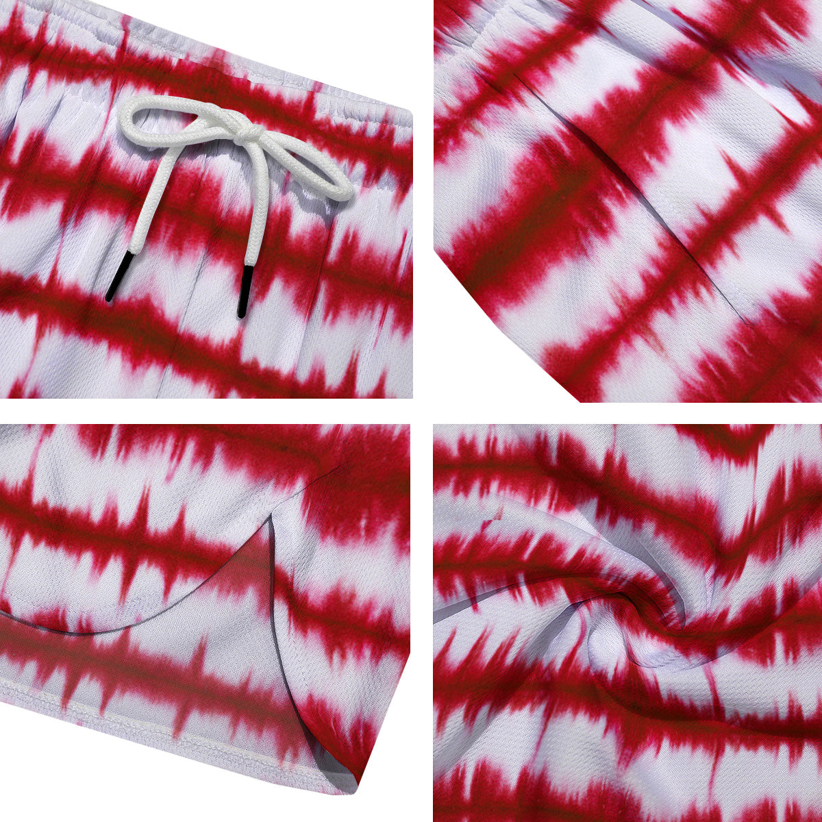 Tie Dye Red Stripe Print Pattern Men's Running Shorts-grizzshop