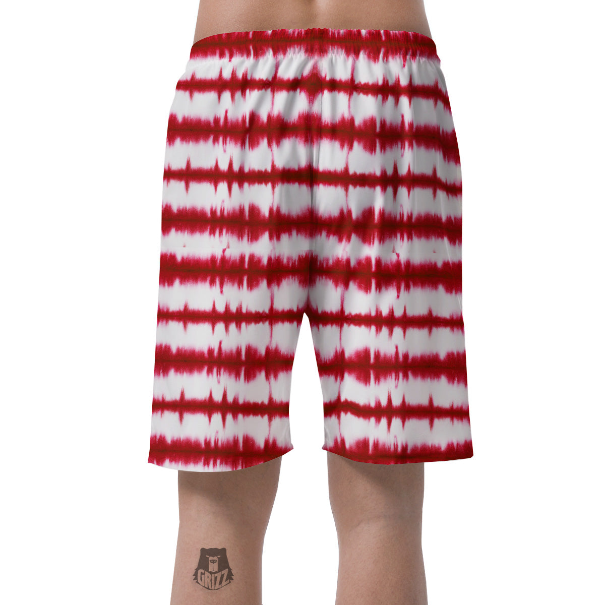 Tie Dye Red Stripe Print Pattern Men's Shorts-grizzshop