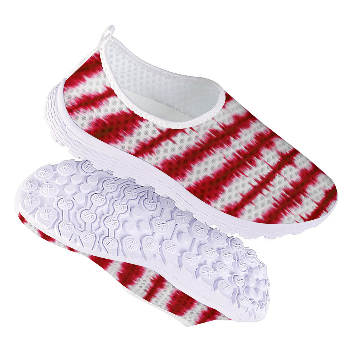 Tie Dye Red Stripe Print Pattern Nurse Shoes-grizzshop