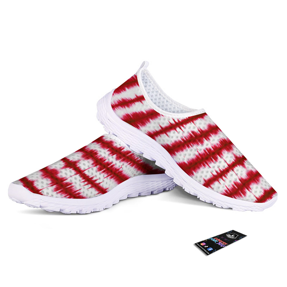 Tie Dye Red Stripe Print Pattern Nurse Shoes-grizzshop