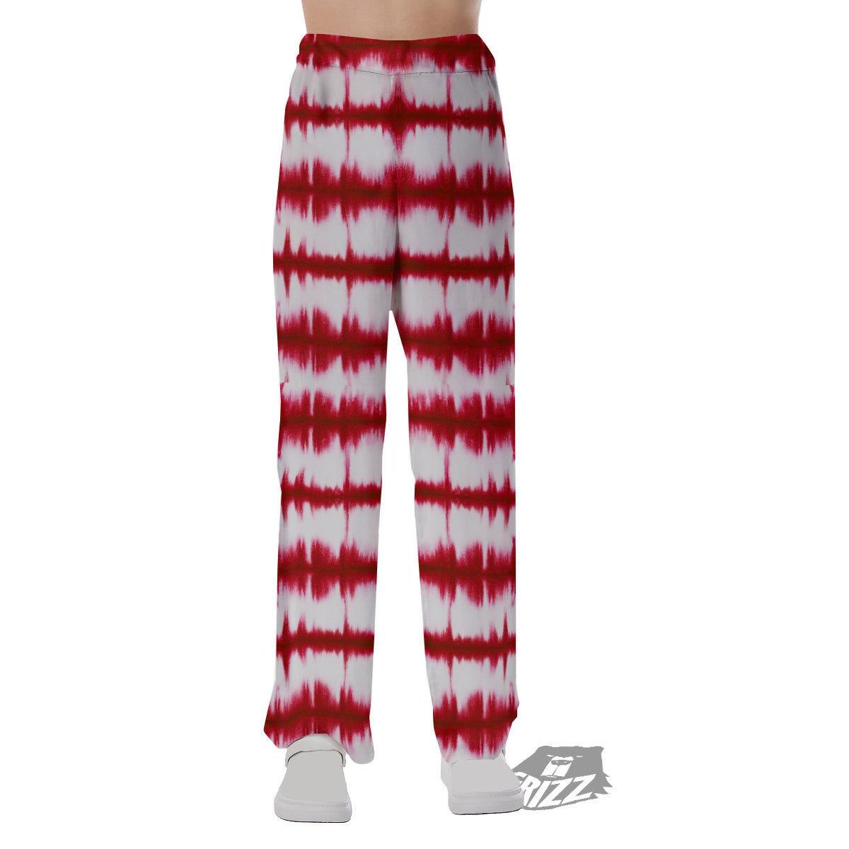 Tie Dye Red Stripe Print Pattern Pajama Pants-grizzshop