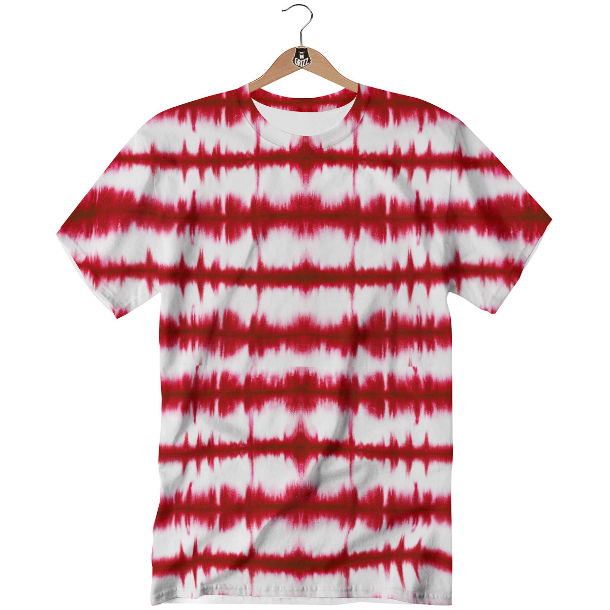 Tie Dye Red Stripe Print Pattern T-Shirt-grizzshop