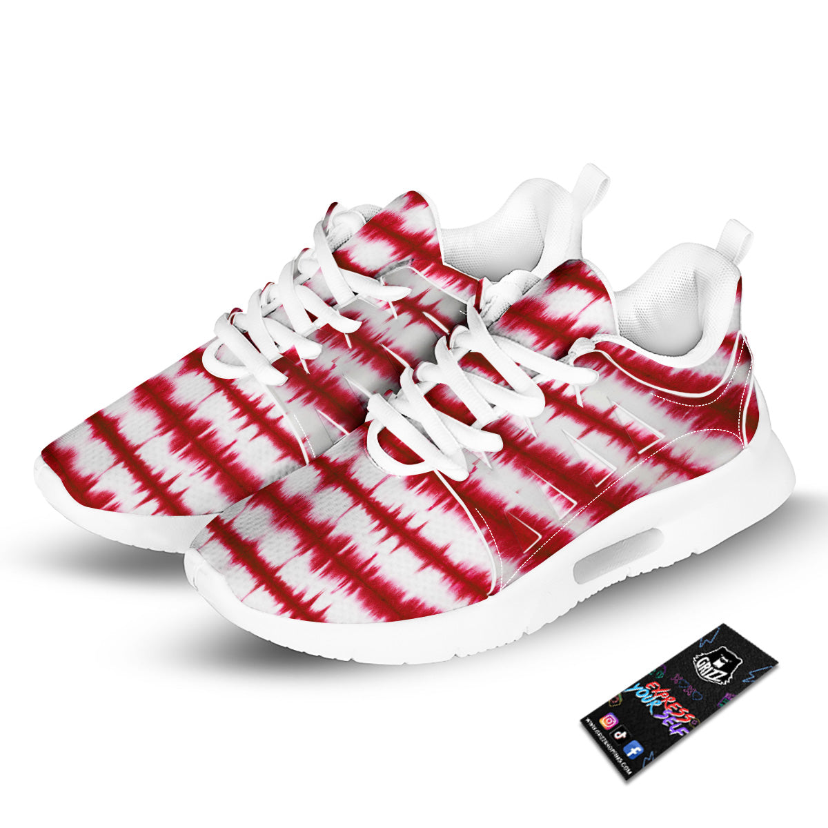 Tie Dye Red Stripe Print Pattern Tennis Shoes-grizzshop