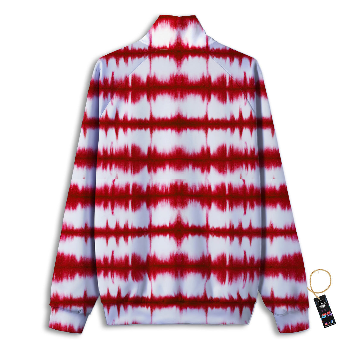 Tie Dye Red Stripe Print Pattern Track Jacket-grizzshop