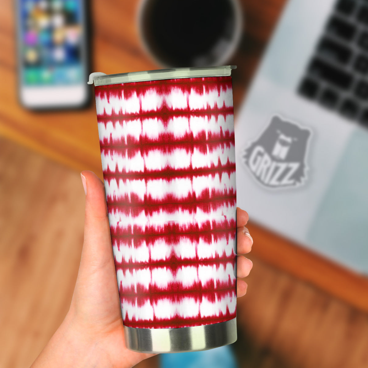 Tie Dye Red Stripe Print Pattern Tumbler-grizzshop