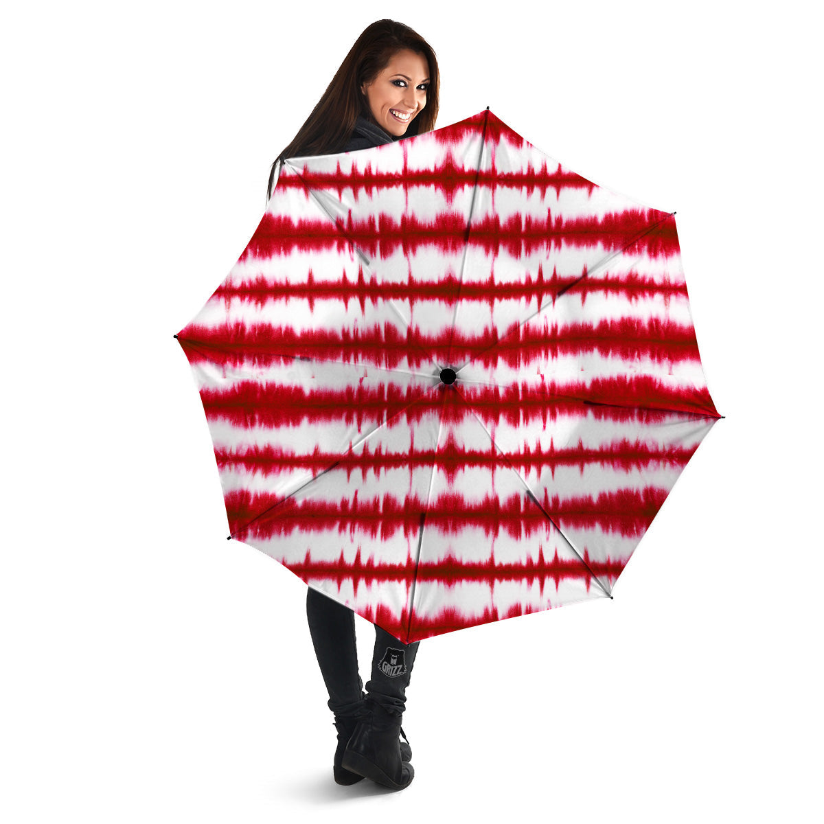 Tie Dye Red Stripe Print Pattern Umbrella-grizzshop