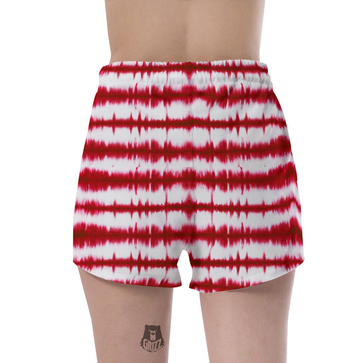 Tie Dye Red Stripe Print Pattern Women's Shorts-grizzshop