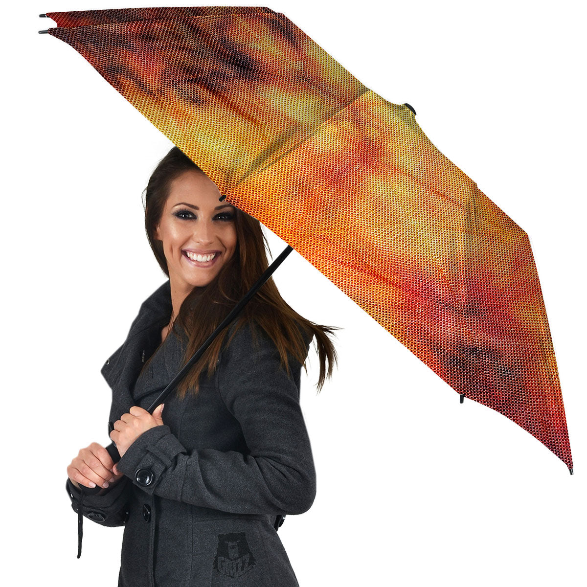 Tie Dye Red Yellow And Orange Print Umbrella-grizzshop
