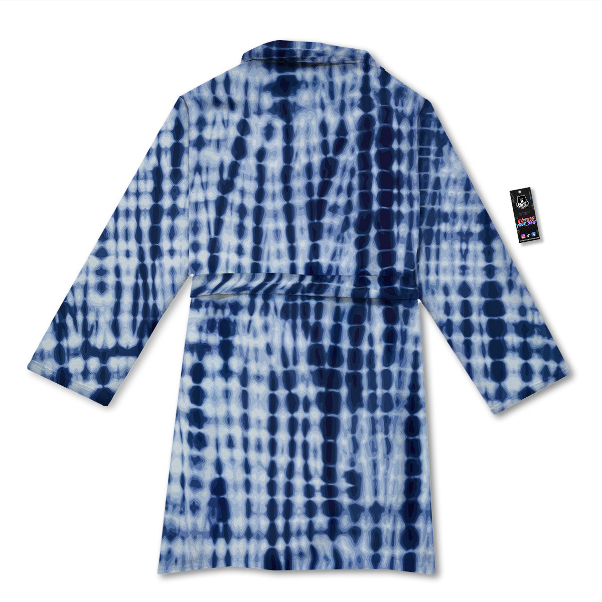 Tie Dye Shibori Blue Print Bathrobe-grizzshop