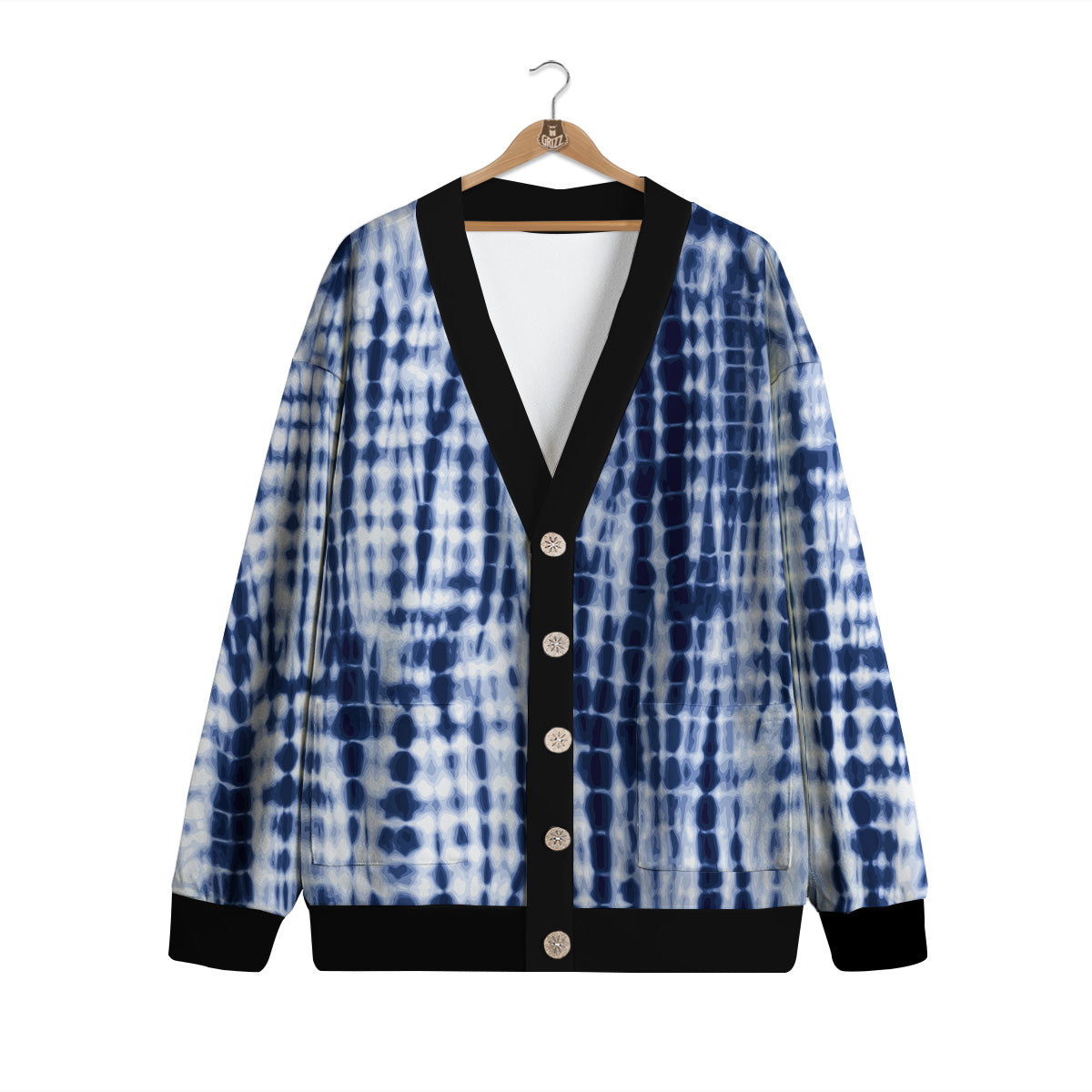 Tie Dye Shibori Blue Print Cardigan-grizzshop