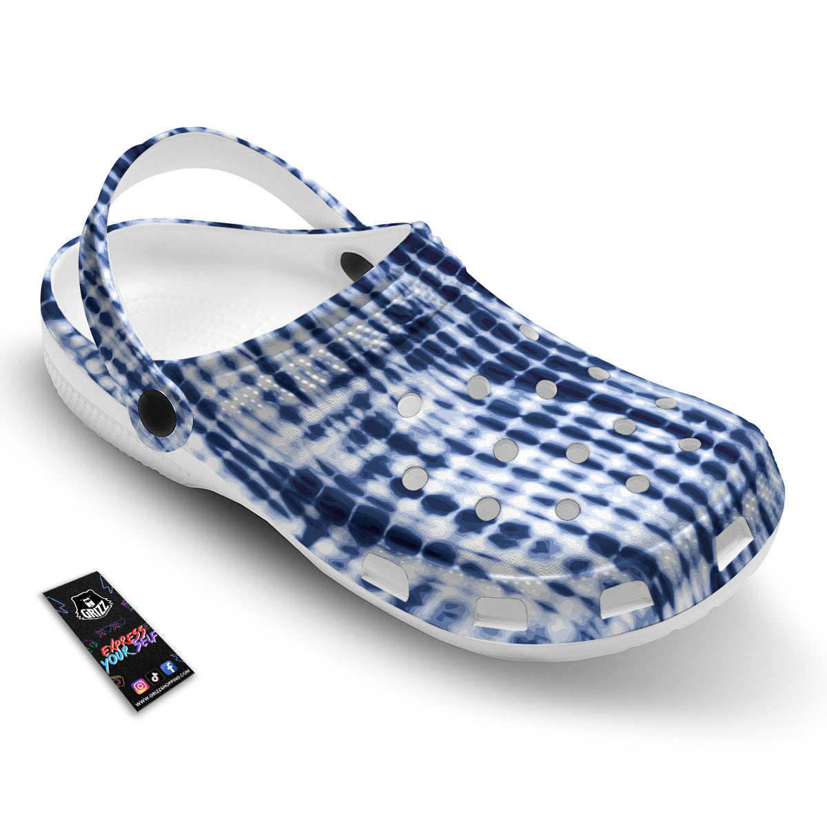 Tie Dye Shibori Blue Print Clog-grizzshop