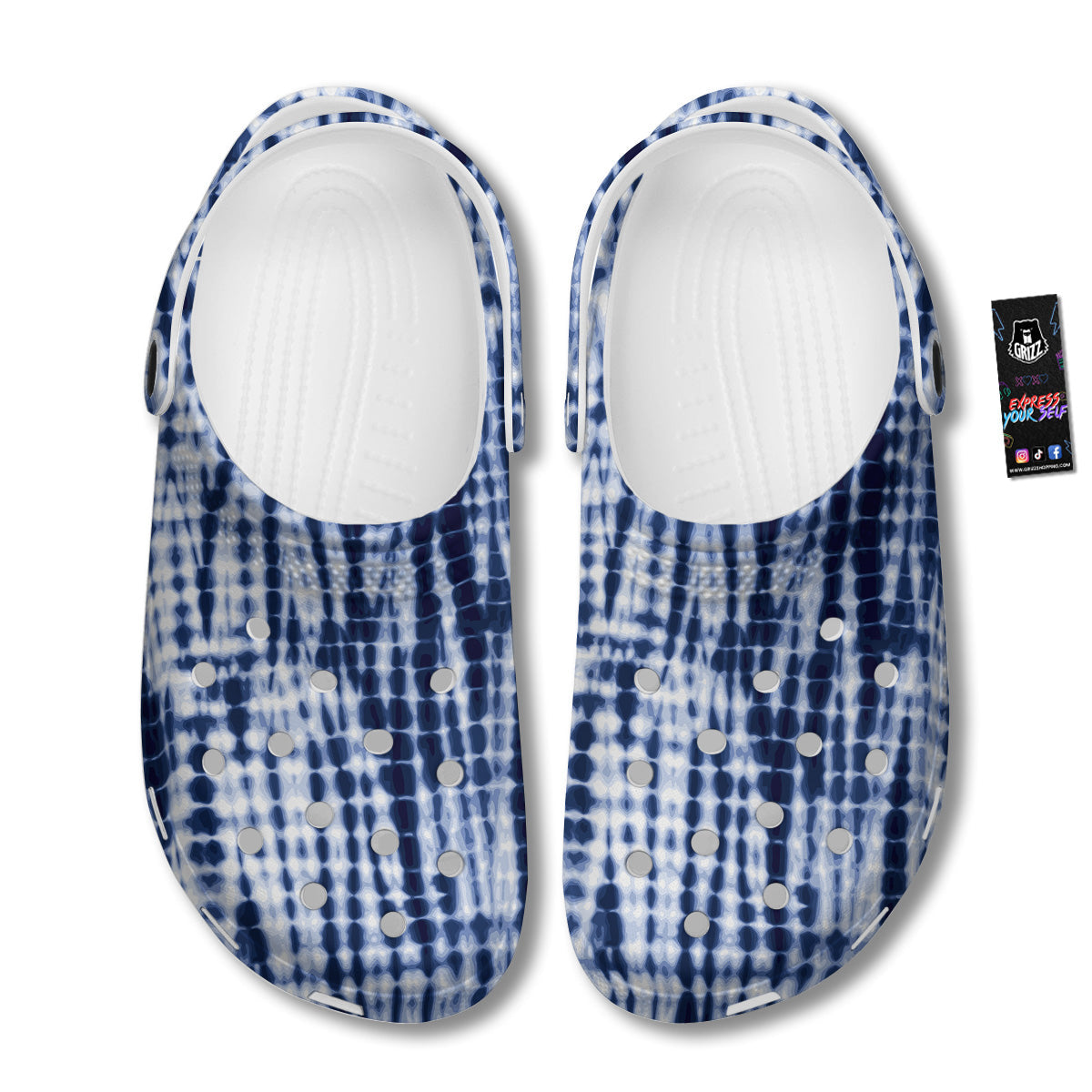 Tie Dye Shibori Blue Print Clog-grizzshop