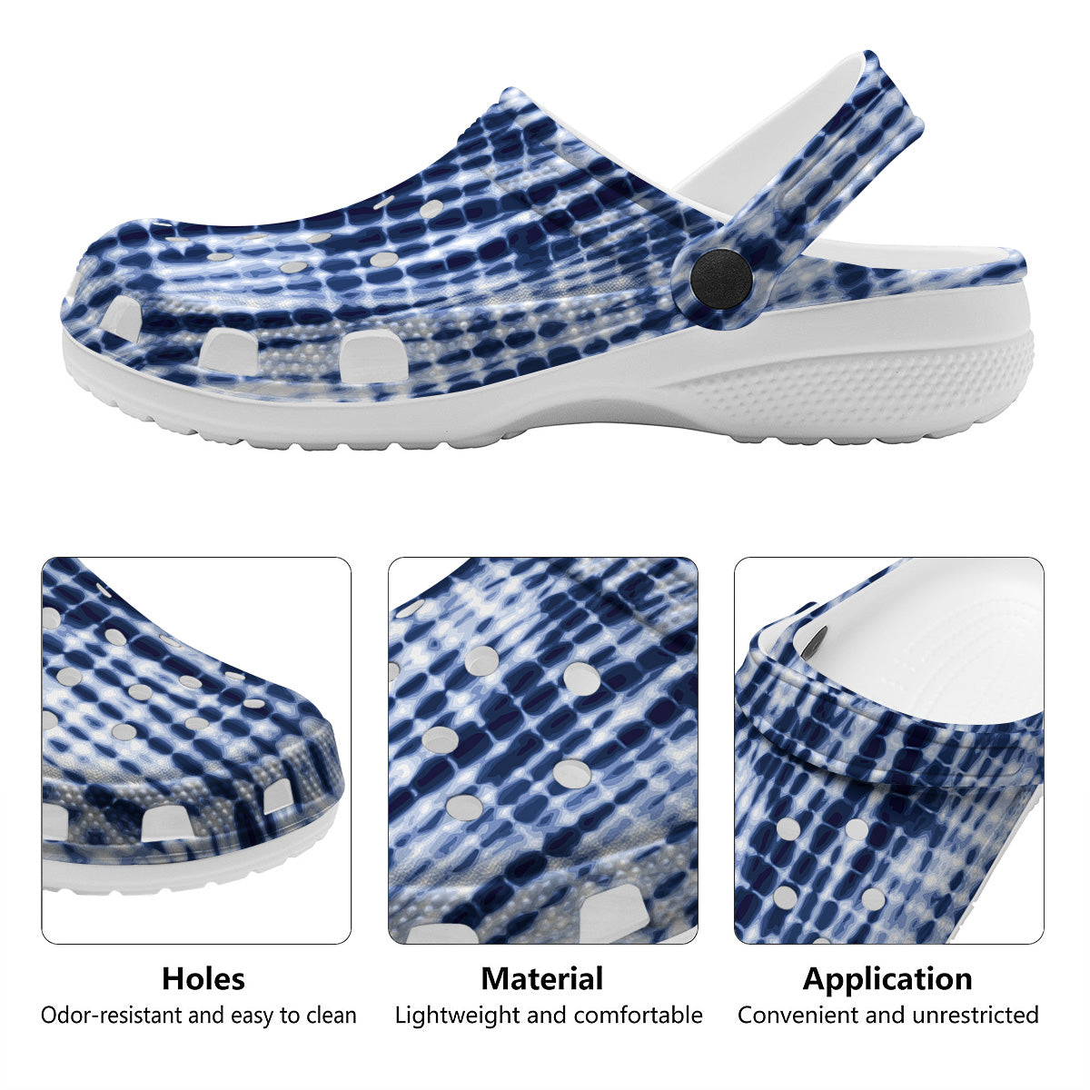 Tie Dye Shibori Blue Print Clog-grizzshop